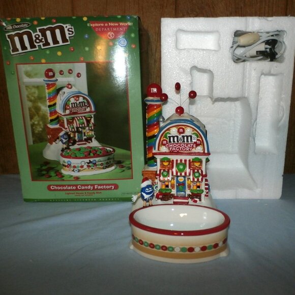 VTG Dept 56 M&M's Chocolate Candy Factory Lighted House w/Dish **New w/ Box - Picture 1 of 15